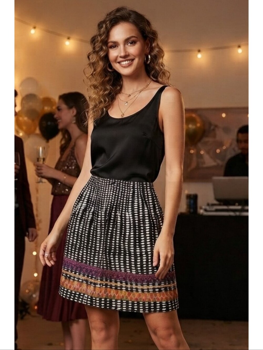 Edme & Esyllte Beribboned Ring Skirt Black & White Size 2